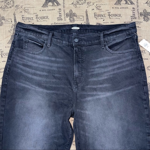 Old Navy NWT! Extra Sky-Hi Straight Raw-Hem Black Jean Size 18P - Picture 6 of 13